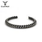 Craft Wolf Men Jewelry Bangle Stainless Steel Twisted Bracelet