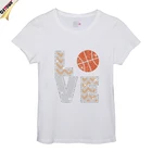 LOVE Basketball Shining Iron on Rhinestone Transfer Short Sleeve T-shirt