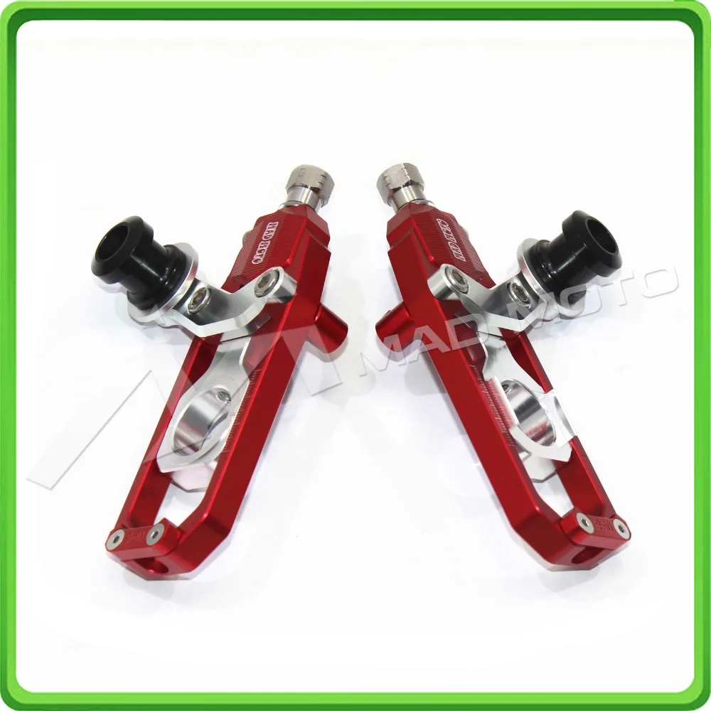 Motorcycle Chain Tensioner Adjuster with paddock bobbins fit for HONDA CBR 1000 RR CBR1000RR 2004 2005 2006 2007 Red & Silver (3)