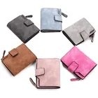 Women's short wallet candy color button wallet multi-card female coin purse frosted zipper bag