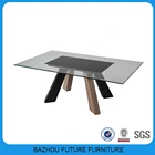 Shanghai Furniture Fair new model wood glass center table/coffee table set with mdf leg