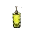 350ml antique sepcial textured crystal green glass cleanser lotion bottle with long nozzle metal pump dispenser