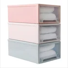 Combined type plastic transparent storage drawer box for clothes and shoes