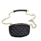 Hot Selling New Fashion soft black pu leather woman waist bag Diamond Lattice bag