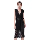 Guangzhou Taikaixing Sexy Elegant V-neck Frocks for Women Lace Sleeveless Ladies Simple Fashion Maxi Dress