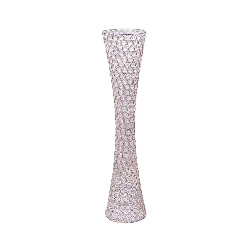 Flower Stand Crystal Beaded Gold Metal Frame Tall Vases Wedding