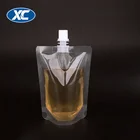 portable reusable energy drink packaging stand up transparent spout pouch