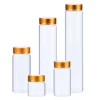 wholesale gold screw cap glass vial bottles using for packaging capsules, pills, loose tea leaf, candy