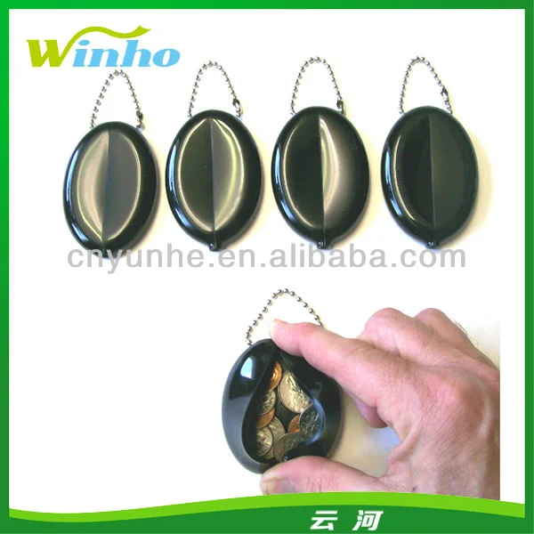 beaded chain change purse black soft pvc rubber coin holder