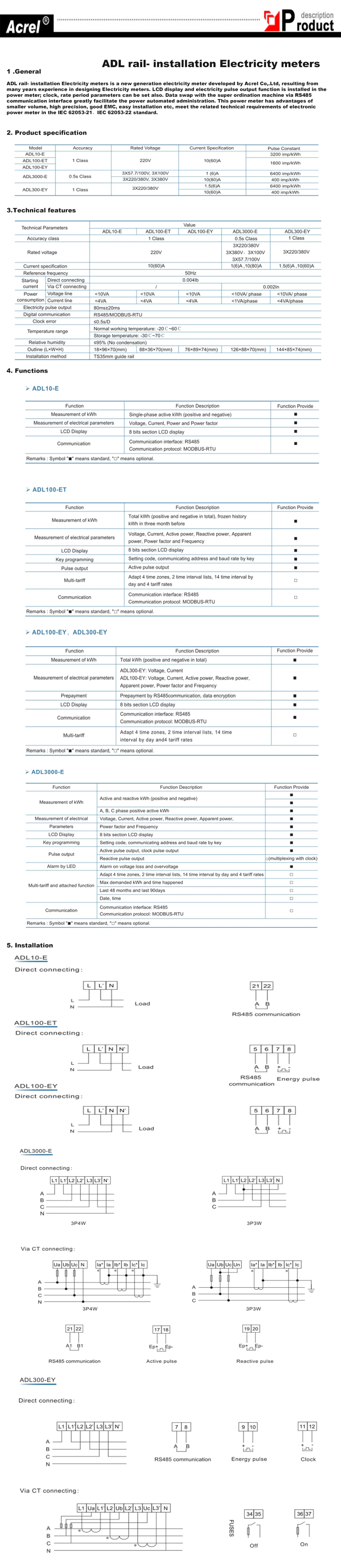 Three  Phase Din Rail Electric Power Smart Analog Digital Energy Meter/Kwh Energy Meter with ct coil