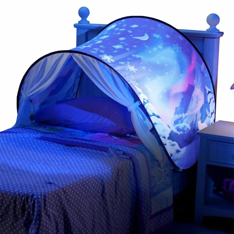 Kids Dream Bed Tents with Light Children Night Sleeping Foldable Tent Playhouse 