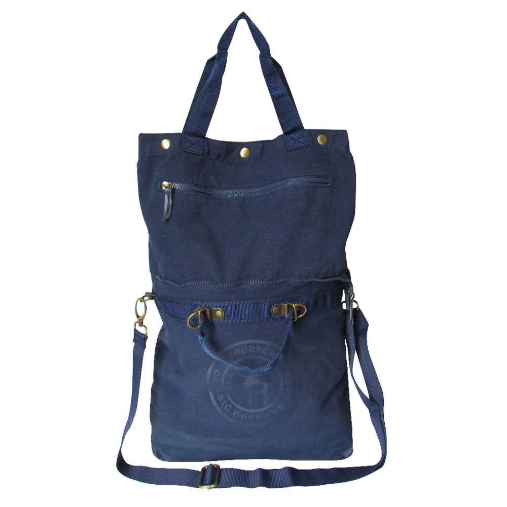 2015 New Design Tourbon Canvas Women Bag Fashion Casual Blue Leisure Bag Zipper Pocket Handbag For Shopping Free Shipping