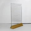 Wooden Base Acrylic Clear Table Menu Holder
