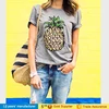 Wholesale cheap o-neck short sleeve bangkok tee tops fancy custom 3d fruits pineapple printing casual summer t-shirt for ladies