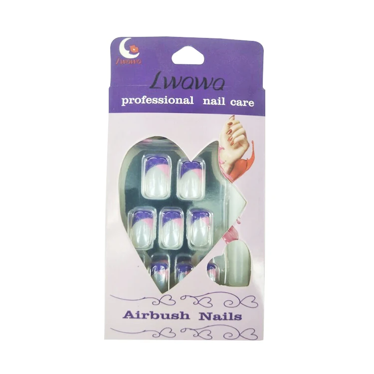 fingernails,toothpick french full nail tips 3 colors oval false artificial fingernails