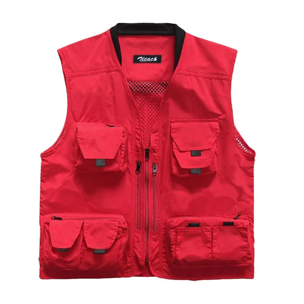 2015 New Arrival Men Quick-Drying Outdoor Multi-pocket Travel Vest Outdoor Photography Knitted Collar Vest 3L