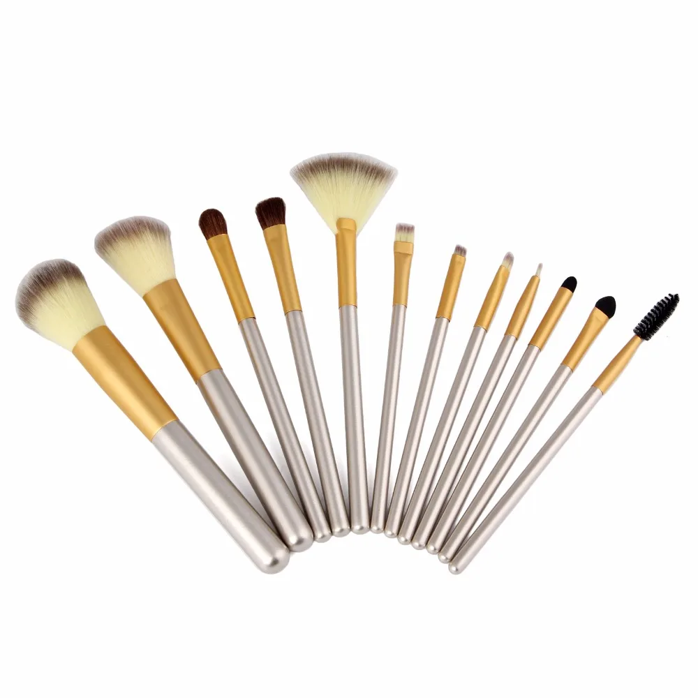 Classic Makeup Brushes Foundation Eyebrow Eyeliner Blush Cosmetic Concealer Champagne Make Up Brushes Tools pincel maquiagem (4)