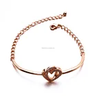 925 Rose Gold Plated Heart Cubic Zirconia Bangle