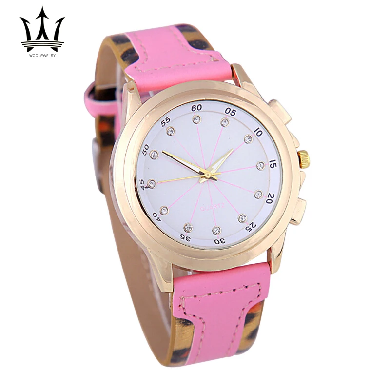 Women Watches 2015 Rose Gold Dial Wrist Watches For Women Casual Rhinestone Leather Strap Quartz Ladies Watch Dress Waterproof