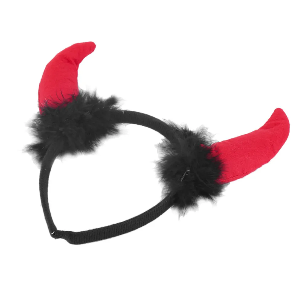 Cute Red Horn Sets Bow Tie 3Pcs Tail Party Ox horn Fancy Dress Costume For Christmas Halloween/Carnivals Large/Small Size