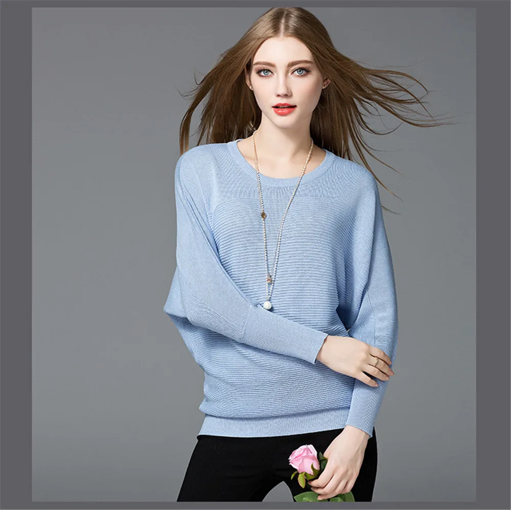 Cotton Women Blouses 2018 Spring Modal Pullover loose Blouse Women O-neck Knitted Blouse Women Batwing sleeve Sweater Shirt (14)