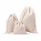 Drawstring Cotton Muslin Bag Unbleached Cotton Blank Fabric Canvas Wrap Gift Favors Organic Natural Muslin For Packing