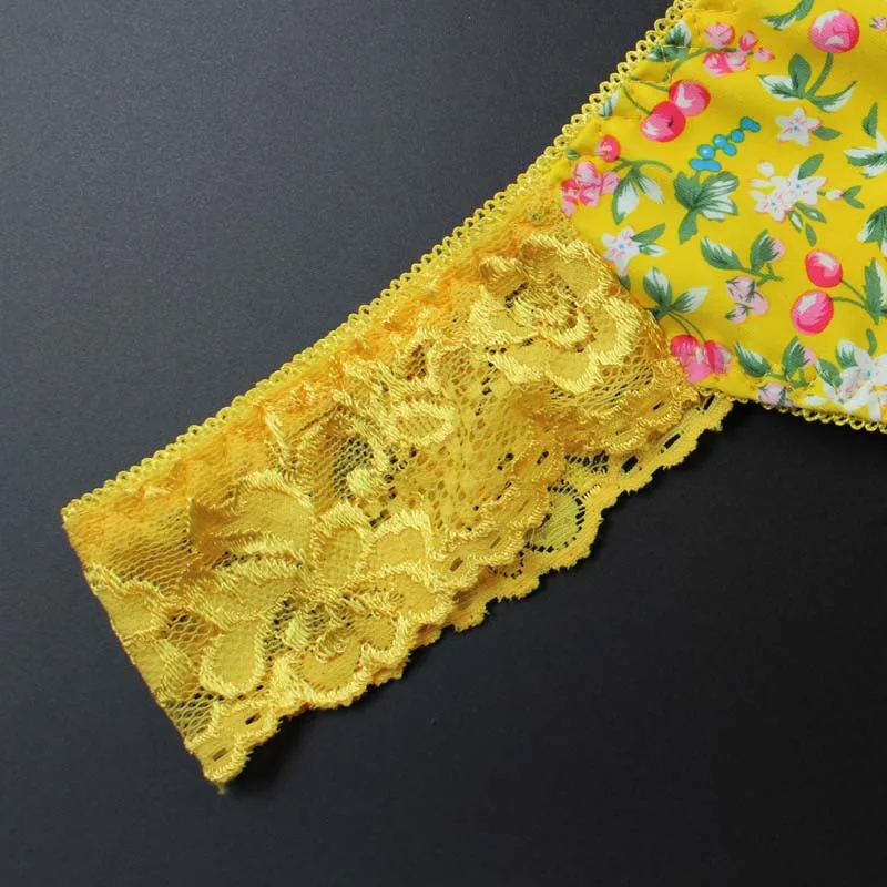 Stock Floral flower print Cute low waist Lace sey panties women underwear thongs bragas women panties sey underwear women briefs