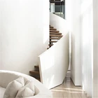 New style luxury curved shape staircase wood marble tread indoor for sale