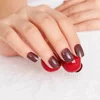 Poisoning Red Press On Nails Extra Short Dark Red Kids Size False Nail Tips 24pcs Perfect for Daily Wear P179K