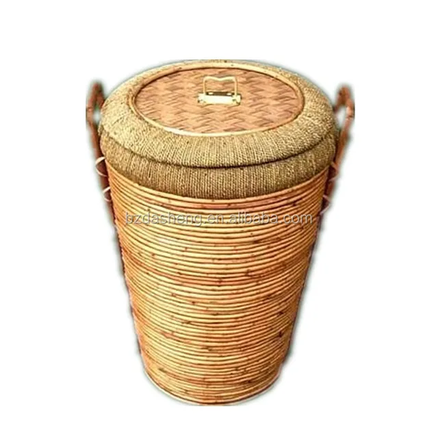 set of 3 round willow log baskets wicker basket with high handle