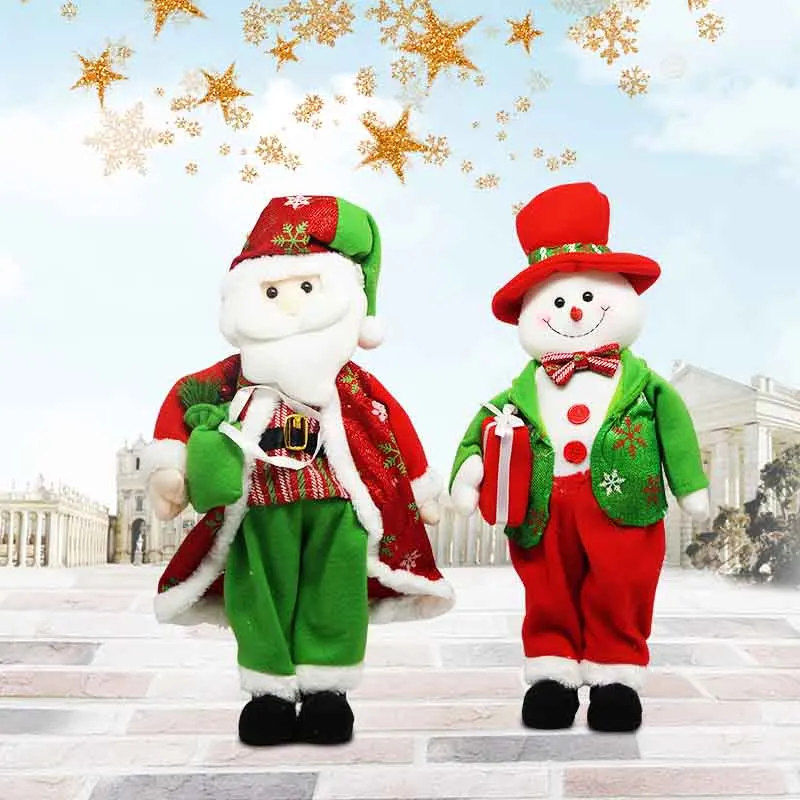 kids christmas gift plush toy stand snowman santa claus