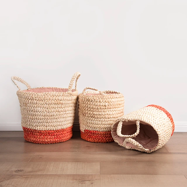 weaved corn husk decorative gift baskets with handles