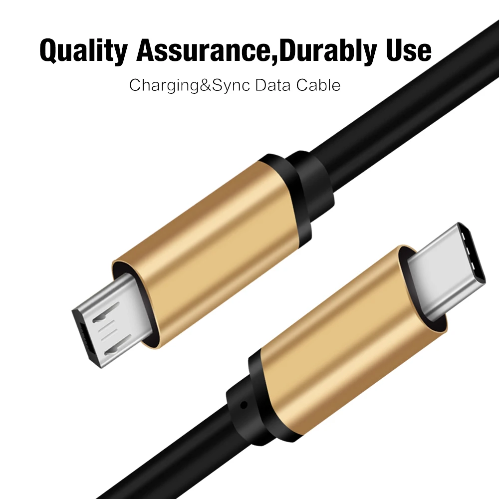 Gold cover black line type c to micro usb cable for PC,mobile phone and other devices CE/FCC/RoHS certificates - ANKUX.COM