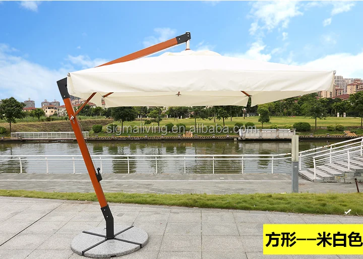 High-end commercial solid wood square outdoor umbrella
