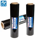 4 Rolls BLACK Hand Pallet Shrink Wrap Plastic Stretch Film 18" Wide x 1500 Ft. 80 Gauge