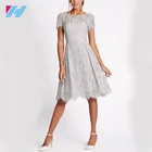 2017 fashion Europea lady summer fashion gray lace party dress