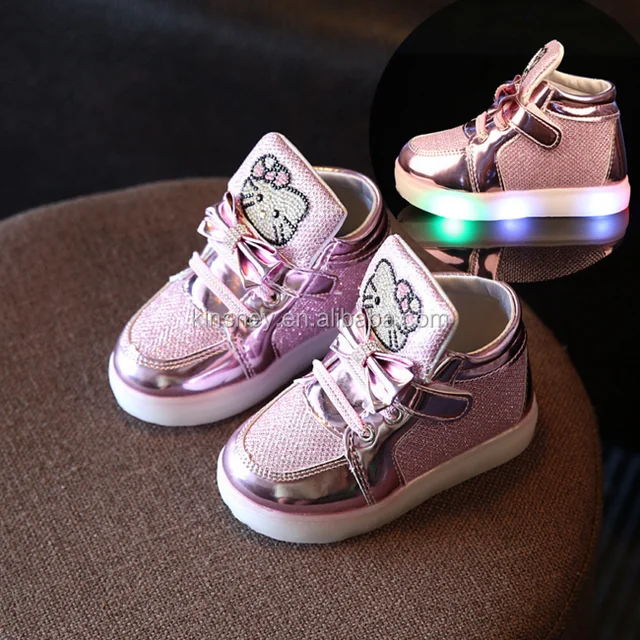 children sneakers led light cartoon pattern cute cat girls shoes
