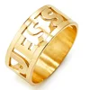 Stainless Steel Cut Out Block Name Ring Ladies Finger Gold Ring Design