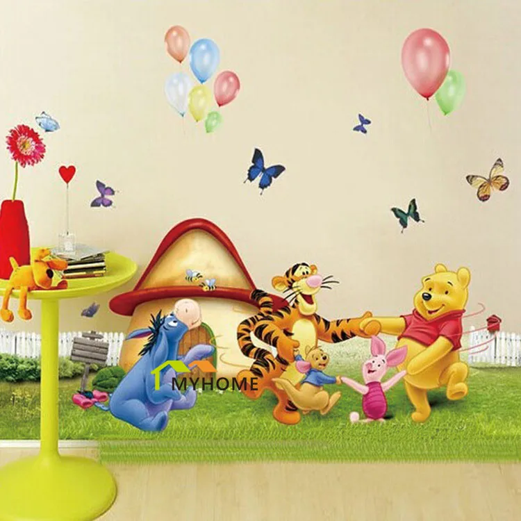 Larger (2pcs/Set) Children's Wall Decal Cute Winnie the Pooh Wall Stickers For Kids Rooms