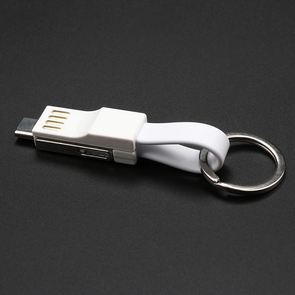 Portable 3in1 magnetic micro usb cable with keychain fast keyring usb data magnetic cable for IOS for Android for Type C device - ANKUX.COM