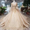 HTL244 Jancember Fashion golden long sleeve beaded ball gown machine sequins simple prom dresses