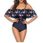 Women's Plus Size Swimwear One Piece High Waisted Swimsuits Red-crowned crane printed Sexy Beach Dresses Bathing Suits