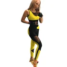 Ptsports slim mesh tight jumpsuit one piece romper gym wear fitness clothing women