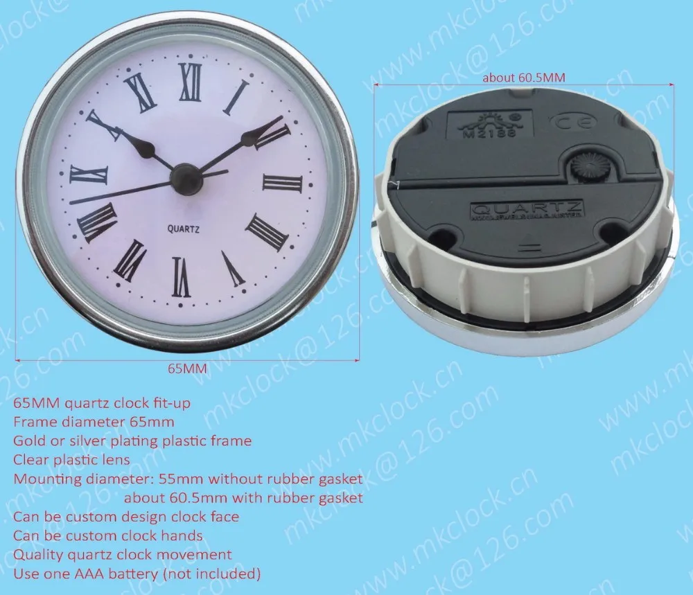 65mm roman dial small quartz clock insert quartz clock fitup clock insert movement clock insert