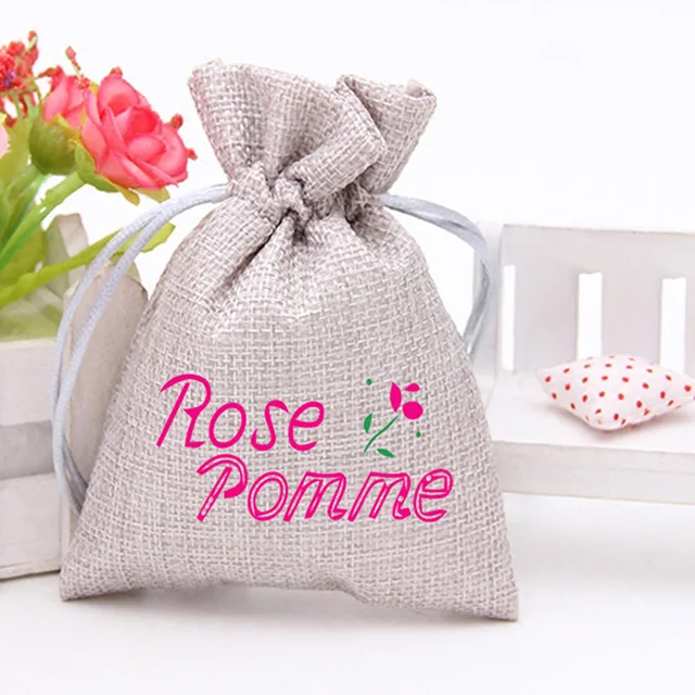 printed drawstring pouch hessian jute burlap gift bags jewelry