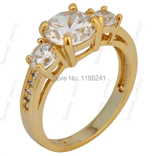 10ps/lot Size 6/78/9/10 Wedding Engagement Rings For Women 10KT Yellow Gold Filled Zircon Stone Ring High Quality RY0073