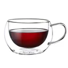 High quality cheap wholesale tea sets double wall glass coffee cup with handle