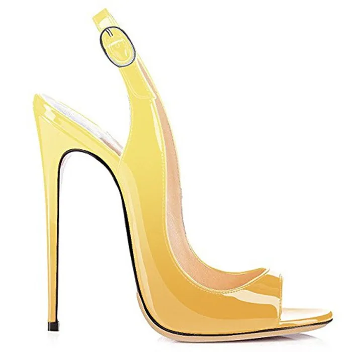 Sandales à talons aiguilles et bouts hauts, en cuir verni, style pêcheur, tendance et sexy.