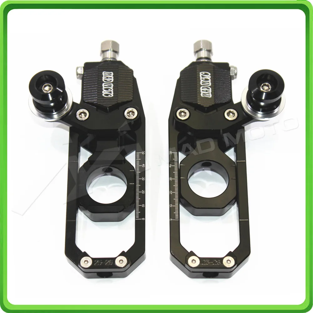 Motorcycle Chain Tensioner Adjuster with paddock bobbins kit for Yamaha YZF-R1 R1M R1S 2015 2016 2017 15 16 17 Black (1)