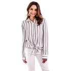 KEYIDI casual fashion striped turn down collar long sleeve lady shirt blouse